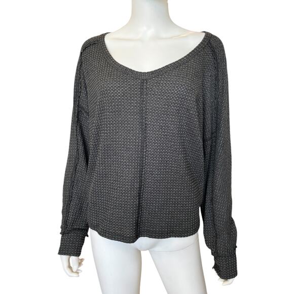 New ~ LUSH ~ Favorite Long Sleeve Waffle Knit Crop Sweater Size XL - Picture 2 of 6